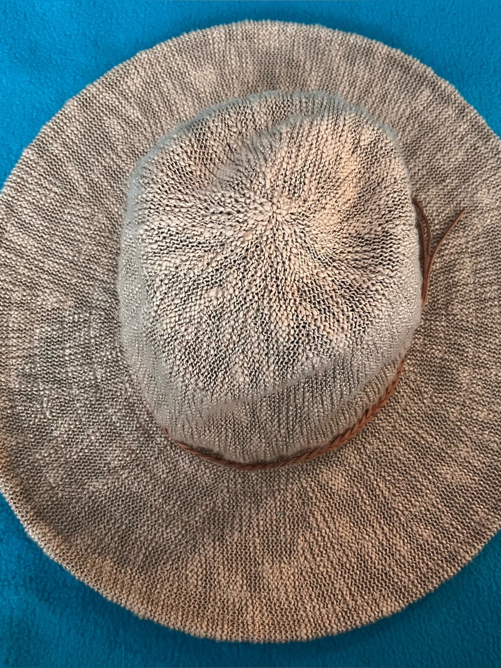 Scala Polyester Woven Wide-Brim Sun Hat with Braided Band - Natural Beige